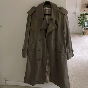 Olive Green Ankle Length Trench Coat with Removal Liner